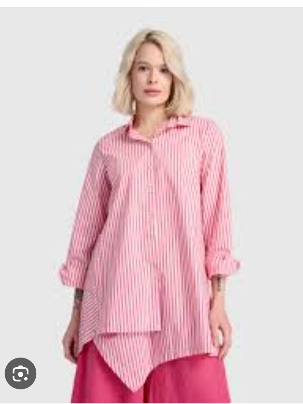 Alembika lagenlook cotyon blend striped button down shirt Sz L/XL